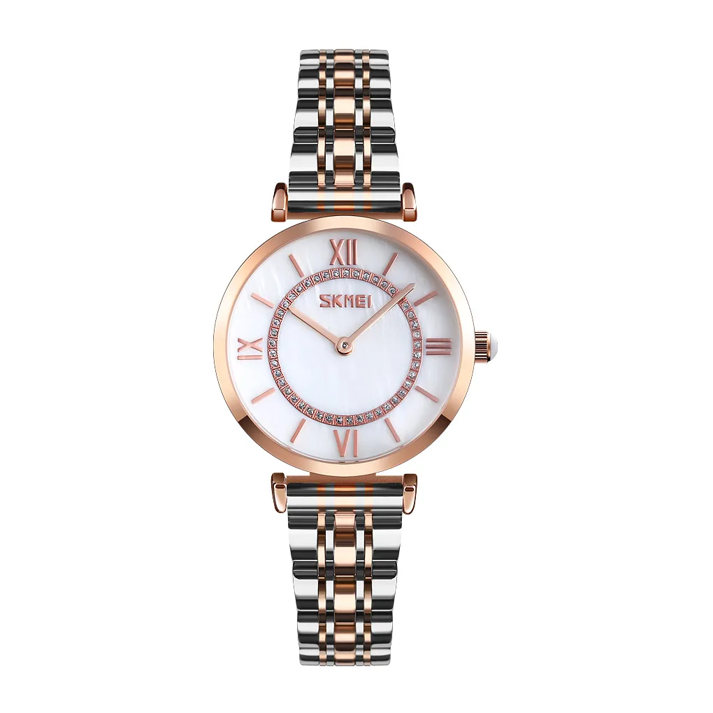SKMEI-9198-Watch-For-Women-Silver-Rose-White.webp SKMEI 9198 Watch For Women - Silver Rose White - Image 1