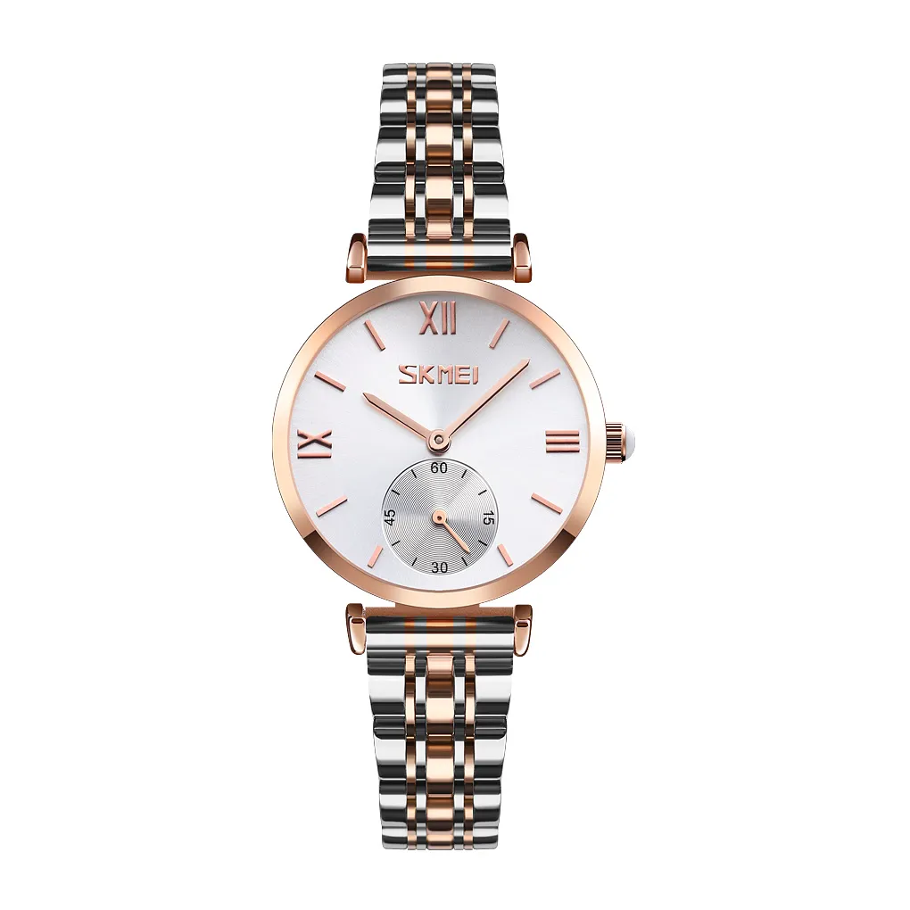 SKMEI-9198-Watch-For-Women-Silver-Rose.webp SKMEI 9198 Watch For Women - Silver Rose - Image 1