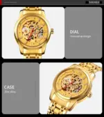 SKMEI 9222 Automatic Watch for Men- Full Golden - Image 2