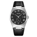 SKMEI 9390 Leather Watch For Men - Full Black Silver