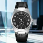 SKMEI 9390 Leather Watch For Men - Full Black Silver - Image 3