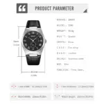 SKMEI 9390 Leather Watch For Men - Full Black Silver - Image 4