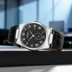 SKMEI 9390 Leather Watch For Men - Full Black Silver - Image 5