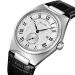 SKMEI 9390 Leather Watch For Men - Silver Black - Image 2