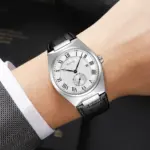 SKMEI 9390 Leather Watch For Men - Silver Black - Image 4