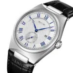 SKMEI 9390 Leather Watch For Men - Silver Black Blue - Image 2