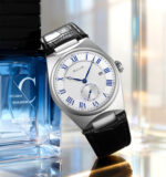 SKMEI 9390 Leather Watch For Men - Silver Black Blue - Image 3