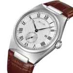 SKMEI 9390 Leather Watch For Men - Silver Black Brown - Image 2