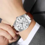 SKMEI 9390 Leather Watch For Men - Silver Black Brown - Image 3