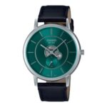 Side Second Leather Belt Watch MTP-B130L-1AVDF - Green