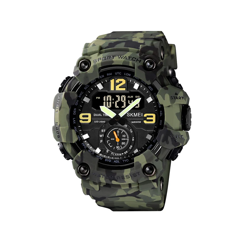 Skmei-1637-Mens-Sports-Digital-Watch-Green-Camo.webp Skmei 1637 Military Watch For Men- Green Camo - Image 1