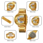 Skmei 2298 Metal Sports Watch For Men - Full Golden - Image 2