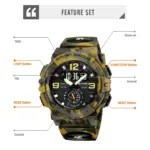 Skmei 2341 Sport Wach For Men - Black Green Yello - Image 3