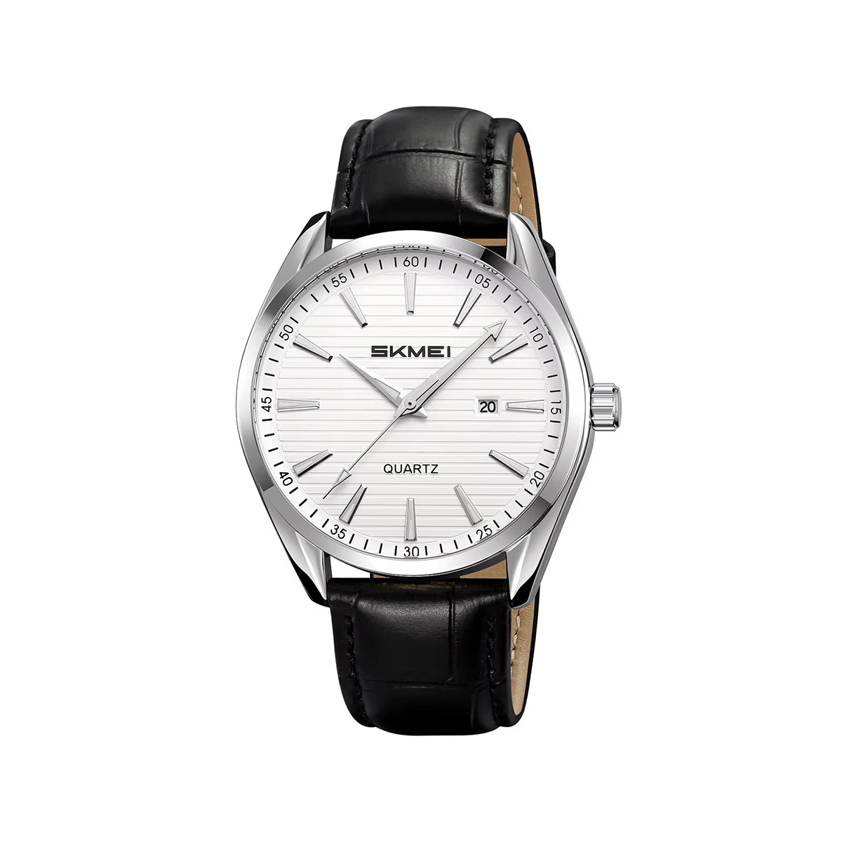 Skmei-2490-Leather-Watch-For-Men-Black-White.jpg Skmei 2490 Leather Watch For Men - Black White - Image 1