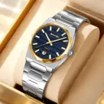 Skmei 9382 Watch For Men - Silver Gold Blue - Image 2