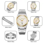 Skmei 9382 Watch For Men - Silver Gold - Image 3