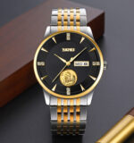 SKMEI 9309 Watch for Men - Silver Gold Black - Image 2