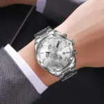 Skmei 9387 Watch For Men - Full Silver - Image 4