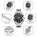 Skmei 9387 Watch For Men - Silver Black - Image 2