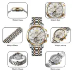 Skmei M029 Automatic Watch For Men - Silver Gold - Image 3