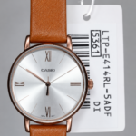 Casio LTP-E414RL-5ADF Watch For Woman - White Dial & Brown Belt