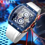 CURREN 8442 Multi-function Chronograph Men Watch- White - Image 3