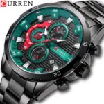 Curren 8402 Original Watch for Men – Balck and Green - Image 3