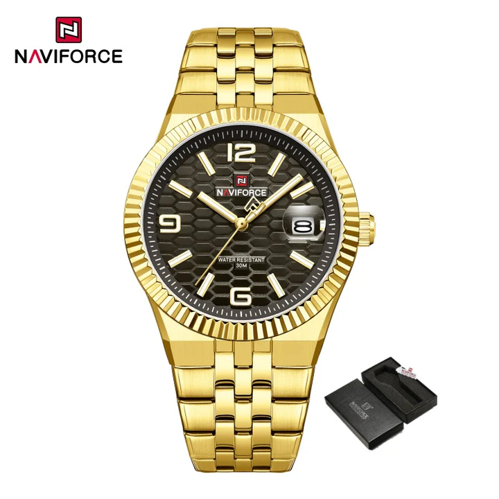 naviforce-9277-golden-black.webp Naviforce 9277 Men's Watch - Gold Black - Image 1