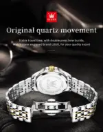 Olevs 3620 Watch For Couple – Golden Silver and Blue - Image 4