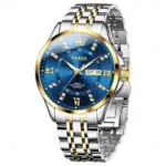 Olevs 3620 Watch For Men – Golden silver and Blue - Image 2