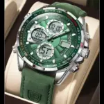 POEDAGAR E108 Multi-Function Dual Display Watch For Men-Green