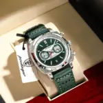 Poedagar 838  Leather Strap Watch for Men - Green - Image 2