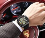 POEDAGAR E108 Multi-Function Dual Display Watch For Men-Full Black - Image 2