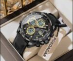 POEDAGAR E108 Multi-Function Dual Display Watch For Men-Golden - Image 3