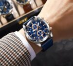 Poedagar 860 Chain Watch For Men - Silver Blue - Image 4